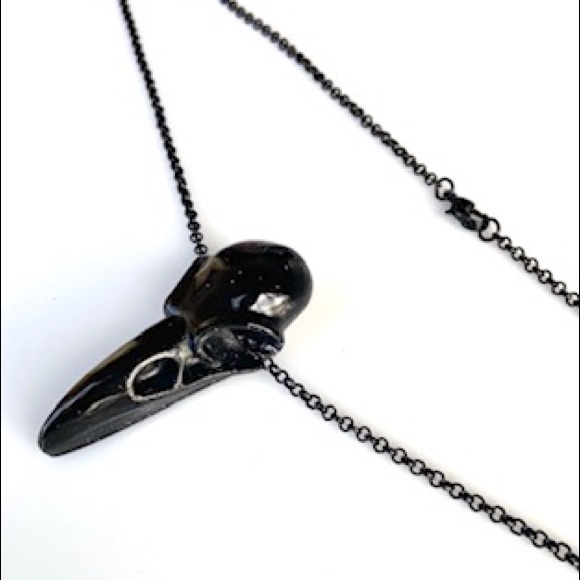 Black stainless steel chain + black raven skull - Picture 2 of 11